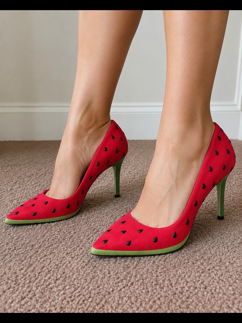 Katy Perry Collections Red and Green Watermelon-Print Pointed Pumps